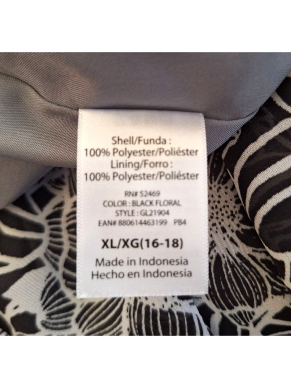 George Floral Skirt XL 16 18 Black White Print Elastic Waist Lined Lightweight - Picture 8 of 8